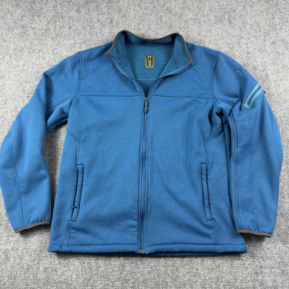 Under Armour Jacket Mens Large Blue UA Storm Sherpa Lined Full Zip Outdoor Coat